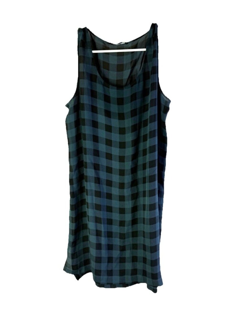 Eileen Fisher Silk Plaid Sheer Tunic Shirt Top Flowy